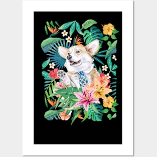 Tropical Fawn White Corgi 1 Posters and Art